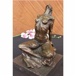 Large Signed Original Aldo Vitaleh Abstract Nude Female Bronze Marble Sculpture