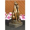 Image 4 : OLD CAT BRONZE SIGNED FIGURINE ON BASE CATS ART DECO TWO CAT SCULPTURE