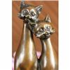 Image 5 : OLD CAT BRONZE SIGNED FIGURINE ON BASE CATS ART DECO TWO CAT SCULPTURE