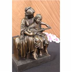 Signed Original Milo Mother teaches her Daughter Instrument Bronze Sculpture Art