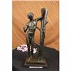 Image 2 : NUDE MAN BRONZE SCULPTURE STATUE SIGNED MARBLE FIGURINE