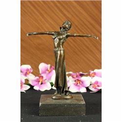 Art Deco 9 Tall Dancer Signed Chiparus Bronze Sculpture Figure