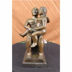 Extra Large Old Man with Young Girl Bronze Marble Sculpture