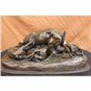 Image 4 : Signed Barye Elk Stag is Attacked by Pack of Wild Dogs Bronze Sculpture