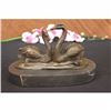 Image 1 : Signed Milo Two Beautiful Swans Bronze Sculpture Art Deco Marble Statue Figurine