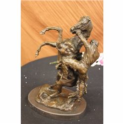 Bronze Marble Statue Country Western Cowboy Horse Ranch