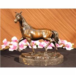 Natural Free Arabian Horse Barn Racing Race Sculpture Marble Base Figurine