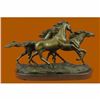 Image 1 : Bronze Marble Base Statue Wild Horse Galloping Mustang Ranch Hot Cast Marble Figurine