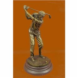 Signed Patou Abstract Tall Golfer Trophy Gift House Decor Golf Golfing Statue