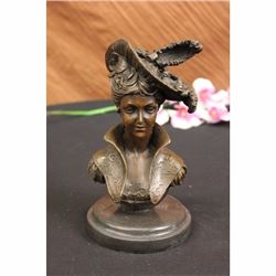 Art Deco Bronze Sculpture Statue Figure Girl Bust Lady