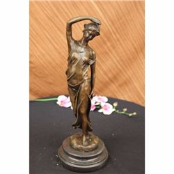 Signed Moreau Country Girl with Natural Beauty Bronze Art Deco Sculpture Statue