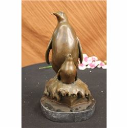 EMPEROR PENGUIN  FAMILY ART BRONZE SCULPTURE STATUE