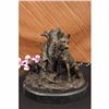 Image 1 : HUNTING DOGS ENGLISH BULLDOG SHEPHERD BRONZE SCULPTURE MARBLE BASE FIGURINE