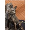 Image 5 : HUNTING DOGS ENGLISH BULLDOG SHEPHERD BRONZE SCULPTURE MARBLE BASE FIGURINE