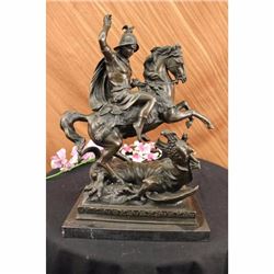21 Bronze Statue Catholic St George Dragon Slayer Patron Military Saint