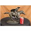 Image 1 : Bronze Marble Statue Country Western Cowboy Horse Ranch