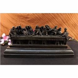 Bronze Famous Religeous THE LAST SUPPER Sculpture Marble Base Figurine