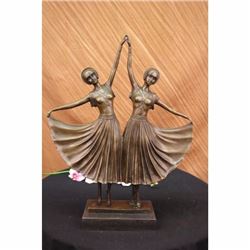 Signed Large~Chiparus~Two Russian Dancer Bronze Sculpture Art Nouveau Statue LRG