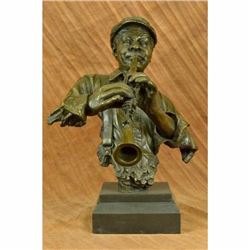 Extra Large Black African Clarinet Player Bronze Sculpture Hot Cast Decor Figure