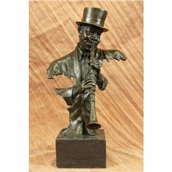 HotCast Large Black African Musician Clarinet Player Bronze Sculpture New Orlean