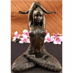 HAND MADE LADY YOGA MEDITATION BRONZE SCULPTURE ART