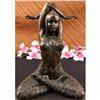Image 1 : HAND MADE LADY YOGA MEDITATION BRONZE SCULPTURE ART