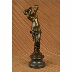 Signed Original Italian Vitaleh Nude Female Bronze Sculpture Art Deco Figurine