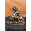 Image 1 : RELAXING LIONS BRONZE STATUE MARBLE FIGURINE ART DECO
