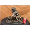 Image 2 : RELAXING LIONS BRONZE STATUE MARBLE FIGURINE ART DECO