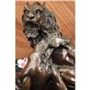 Image 3 : RELAXING LIONS BRONZE STATUE MARBLE FIGURINE ART DECO