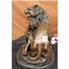 Image 4 : RELAXING LIONS BRONZE STATUE MARBLE FIGURINE ART DECO
