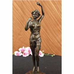 Signed Original Vitaleh Exotic Stripper Nude Bronze Art Deco Sculpture Statue