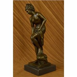 Large Nude Youthful Sexy Woman Bronze Sculpture Signed Original Erotic Art Deco