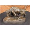 Image 1 : Signed American Buffalo Bull Bronze Sculpture on Marble Base by Barye Figure