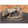 Image 1 : WILD LION AFRICAN ANIMAL BRONZE SCULPTURE STATUE FIGURE