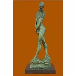 Green Patina Rodin Adam Nude Male Bronze Sculpture Classic Artwork Figurine Sale