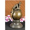Image 1 : Nude Male Resting on Top of the World Bronze Sculpture Statue Marble Base