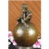 Image 2 : Nude Male Resting on Top of the World Bronze Sculpture Statue Marble Base