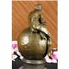 Image 3 : Nude Male Resting on Top of the World Bronze Sculpture Statue Marble Base