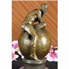Image 4 : Nude Male Resting on Top of the World Bronze Sculpture Statue Marble Base