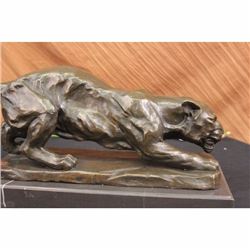Large Barye Panther Cougar Art Deco Lost Wax Bronze Sculpture