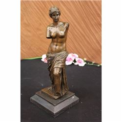 Signed Moreau Venus De Milo Nude Female Bronze Marble Base Sculpture Figurine NR