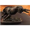 Image 1 : Signed Barye Wild Boar Jumping Bronze Marble Sculpture Statue Figurine Art