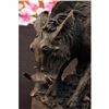 Image 4 : Signed Barye Wild Boar Jumping Bronze Marble Sculpture Statue Figurine Art