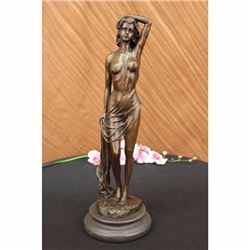 SEXY SEDUCTIVE NUDE GIRL BRONZE SCULPTURE SIGNED EROTIC