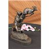 Image 1 : Sign Original Barye Jaguar attacking Baby Gazelle Bronze Marble Sculpture
