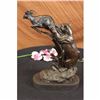 Image 4 : Sign Original Barye Jaguar attacking Baby Gazelle Bronze Marble Sculpture