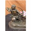 Image 2 : Signed Milo Man With Bow and Arrow Striking Lion Bronze Sculpture