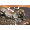Image 3 : Signed Milo Man With Bow and Arrow Striking Lion Bronze Sculpture