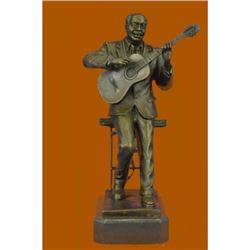 Art Deco Large Black American Music Musician Guitar Player Jazz Bronze Statue